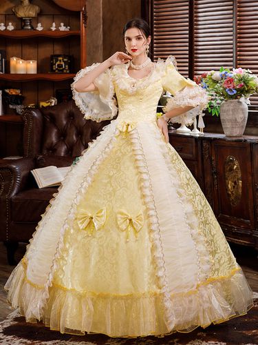 Carnevale Retro costumi rococò pizzo manica lunga svasata tunica Ball Gown Dress Lolita con archi Halloween - milanoo.com - Modalova