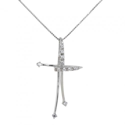 Collana con ciondolo croce particolare in oro e zirconi - cappagli gioielli - Modalova