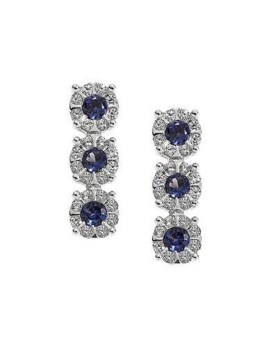 SALDI Orecchini GIOIELLI in oro bianco 18Kt, zaffiri blu e diamanti - ORB715 - Comete - Modalova