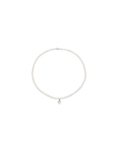 Collana GIOIELLI con perle oro bianco e diamanti FWQ 325 - Comete - Modalova