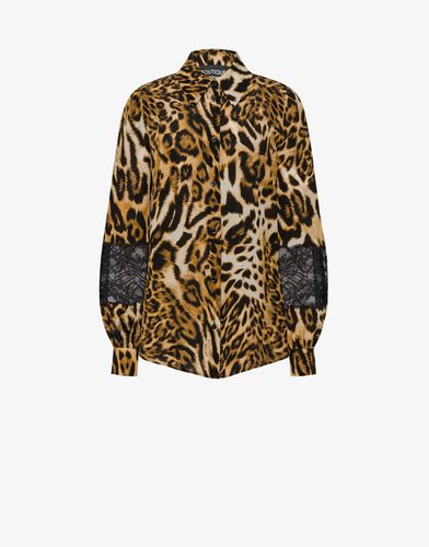 Camicia In Crêpe De Chine Leopard Print - Boutique Moschino - Modalova