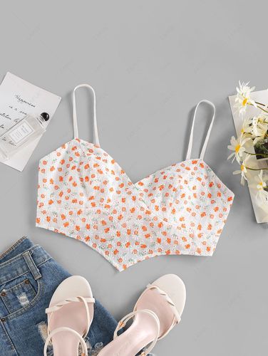 Top di Ricamato Floreale con Nodo Indietro - ZAFUL - Modalova