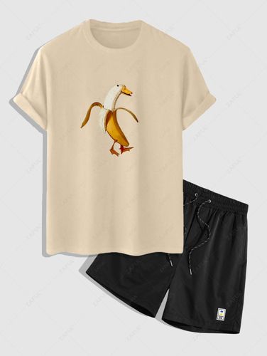 T-Shirt con Stampa Anatra e Pantaloncini a Tinta Unita - ZAFUL - Modalova