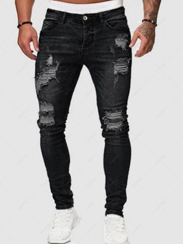 Jeans Strappati con Cerniera - ZAFUL - Modalova