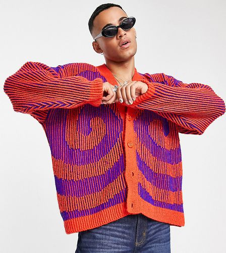 Maglione in maglia spessa traforata viola e arancione con spirale jacquard-Multicolore - Collusion - Modalova