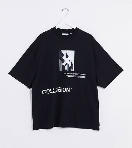 T-shirt nera con stampa - Collusion - Modalova