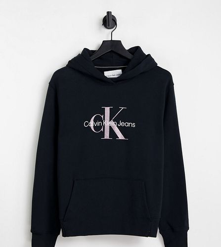 Felpa nera con cappuccio con logo a monogramma - Calvin Klein Jeans Plus - Modalova