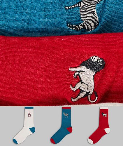 Confezione regalo da tre paia di calzini con motivo di animali-Multicolore - Chelsea Peers - Modalova