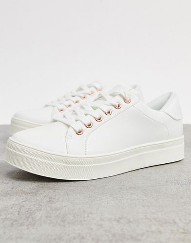 Sneakers flatform con suola spessa bianche e oro rosa-Bianco - Accessorize - Modalova