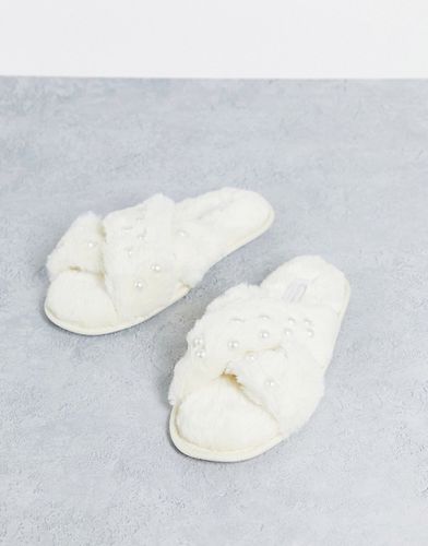 Pantofole morbide color crema con perle sintetiche-Bianco - Accessorize - Modalova