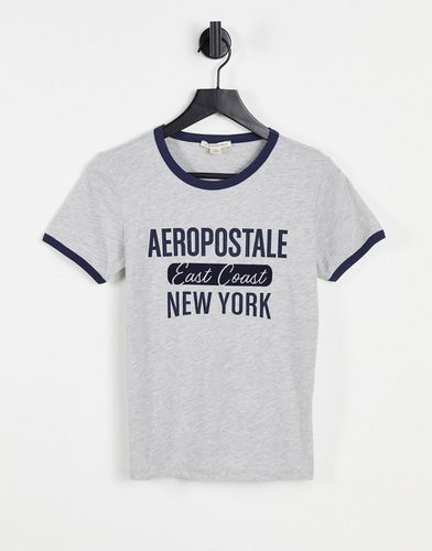 T-shirt grigia con bordi e logo a contrasto - Aeropostale - Modalova