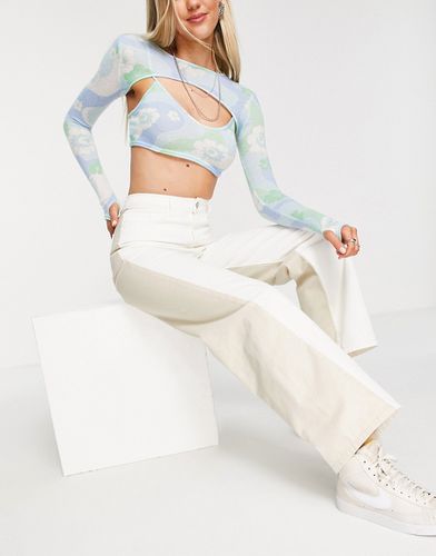 Jeans a fondo ampio in cotone organico écru effetto patchwork - Aligne - Modalova