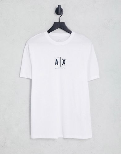 T-shirt bianca con riquadro con logo sul petto-Bianco - Armani Exchange - Modalova