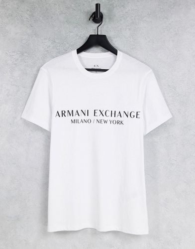 T-shirt bianca con scritta "Milano/New York"-Bianco - Armani Exchange - Modalova