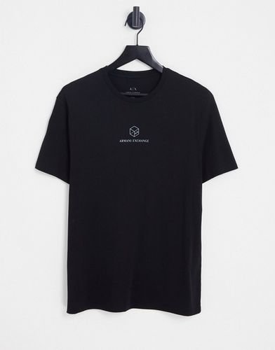 T-shirt nera con logo AX piccolo squadrato-Nero - Armani Exchange - Modalova