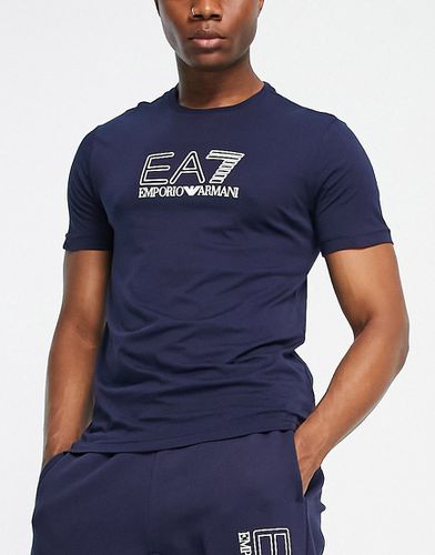 Armani - - T-shirt con logo grande blu navy - EA7 - Modalova
