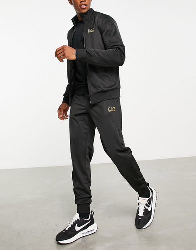 Armani - Core ID - Tuta sportiva con collo in tricot nera con logo oro - EA7 - Modalova