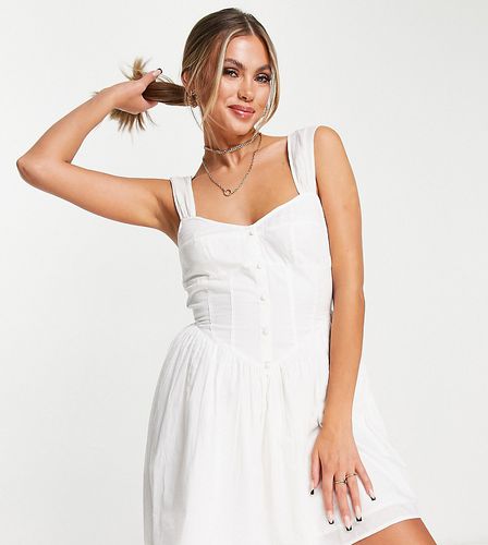 Vestito corto bianco con cucitura stile corsetto e bottoni - AsYou - Modalova