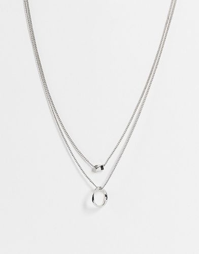 Collana multifilo color argento con perlina e anello - ASOS DESIGN - Modalova