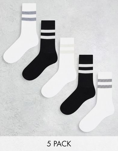 Confezione da 5 paia di calzini sportivi monocromatici a righe-Multicolore - ASOS DESIGN - Modalova