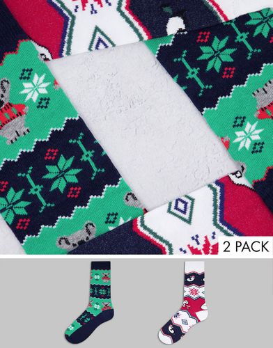 Confezione da 2 paia di calzini con motivo Fair Isle e orso polare e koala-Multicolore - ASOS DESIGN - Modalova