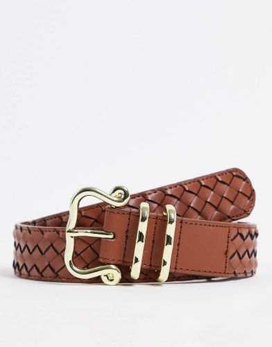 Cintura intrecciata in pelle marrone scuro - ASOS DESIGN - Modalova