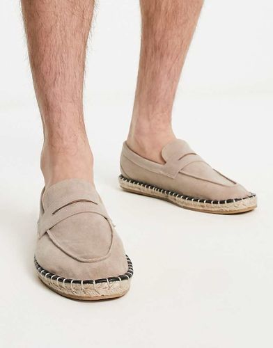 Mocassini college stile espadrilles in camoscio sintetico color pietra-Neutro - ASOS DESIGN - Modalova