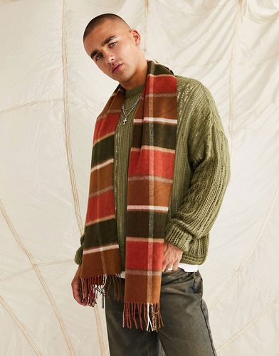 Sciarpa in misto lana color tabacco a quadri-Marrone - ASOS DESIGN - Modalova