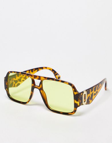 Supersize Navigator - Occhiali da sole marrone tartarugato con lenti color talpa - ASOS DESIGN - Modalova