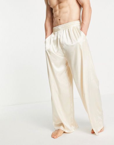 Pantaloni del pigiama da casa in raso beige-Neutro - ASOS DESIGN - Modalova