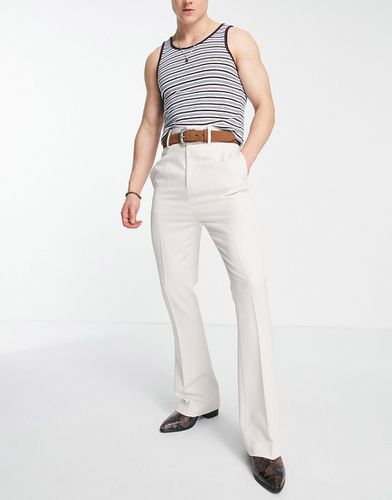 Pantaloni eleganti skinny a vita alta e a zampa color écru-Bianco - ASOS DESIGN - Modalova