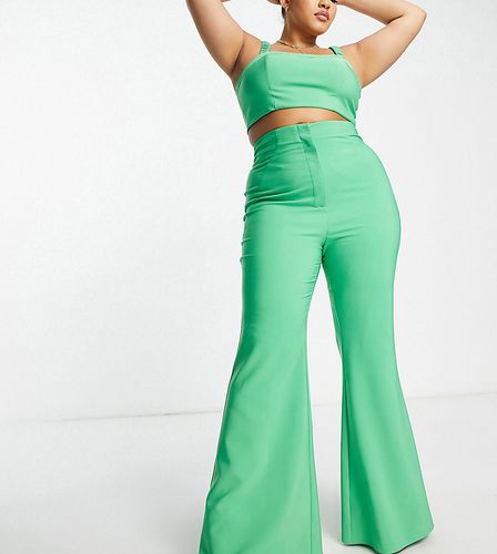 Curve - Pantaloni da abito a fondo ampio verdi in coordinato - ASOS Luxe - Modalova