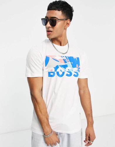 BOSS Orange - Thinking - T-shirt bianca con logo a blocco floreale-Bianco - BOSS by Hugo Boss - Modalova