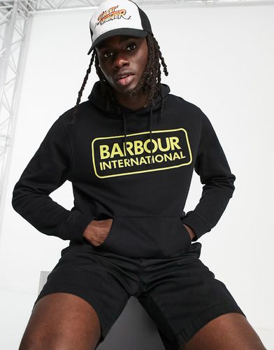 Felpa con cappuccio nera con logo grande-Nero - Barbour International - Modalova