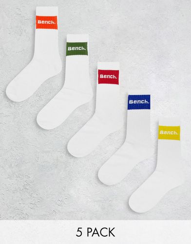 Confezione da 5 paia di calzini sportivi bianchi-Bianco - Bench - Modalova