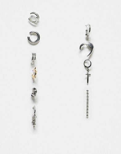 Confezione multipack di orecchini argentati con croce-Argento - Bershka - Modalova