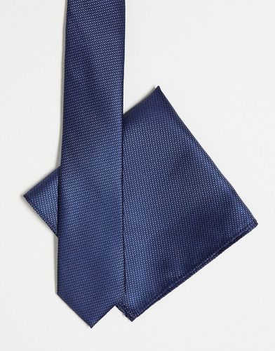 Cravatta e fazzoletto da taschino blu navy con stampa - Gianni Feraud - Modalova