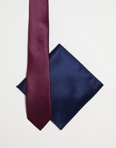 Cravatta e fazzoletto da taschino blu navy con stampa - Gianni Feraud - Modalova