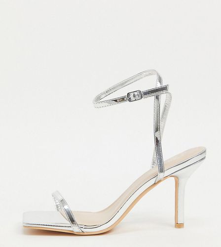 Sandali con tacco effetto nudo, colore argento - Glamorous Wide Fit - Modalova