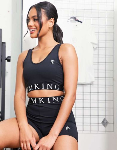 Impact - Reggiseno sportivo a supporto medio con fascetta con logo nero - Gym King - Modalova