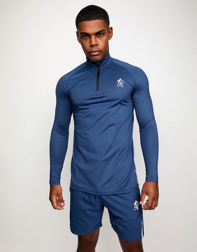 Sport Bolt - Top a maniche lunghe blu navy con zip corta - Gym King - Modalova