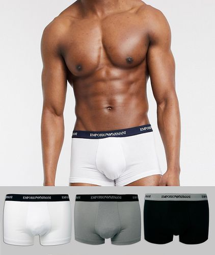 Emporio Armani - Confezione da 3 boxer aderenti con logo bianco/nero/grigio - Emporio Armani Bodywear - Modalova