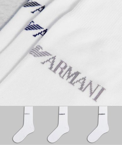 Emporio Armani - Bodywear - Confezione da 3 paia di calzini bianchi con logo - Emporio Armani Bodywear - Modalova