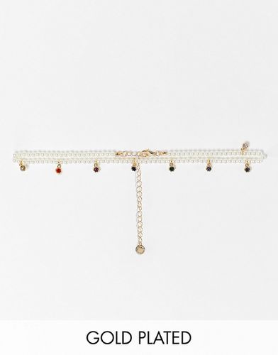 Esclusiva - Collarino con perle e pendenti con cristalli arcobaleno - Big Metal London - Modalova