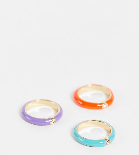 Esclusiva - Confezione multipack da due anelli rivestiti in smalto colori pastello vivaci - Big Metal London - Modalova