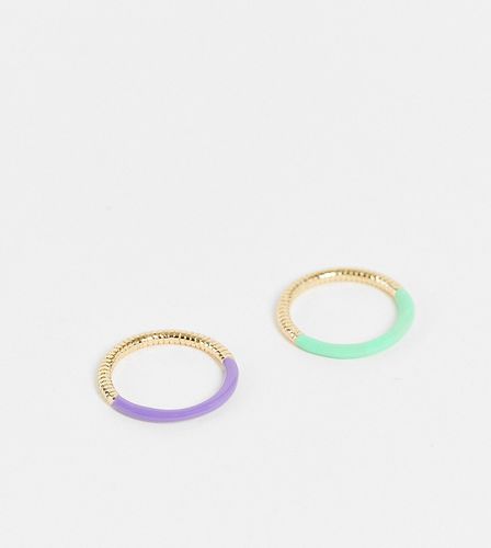Esclusiva - Confezione multipack da due anelli smaltati colori pastello - Big Metal London - Modalova