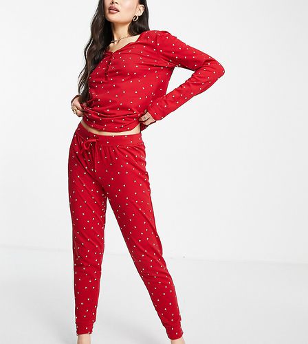 Esclusiva - Joggers del pigiama in misto cotone rossi con stampa di cuori - MULTI-Multicolore - Lindex - Modalova