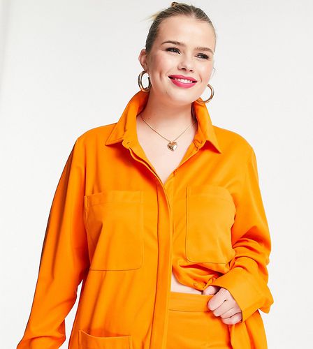 Plus - Camicia multitasche oversize color mandarino - Extro & Vert - Modalova