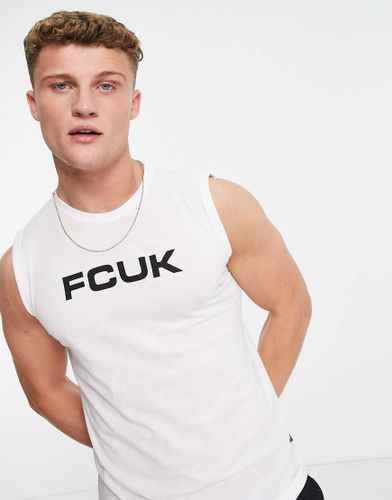 FCUK - T-Shirt a canotta senza maniche bianca-Bianco - French Connection - Modalova