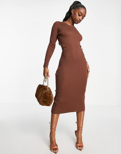 Vestito midi in maglia color cioccolato con cut-out-Marrone - Femme Luxe - Modalova